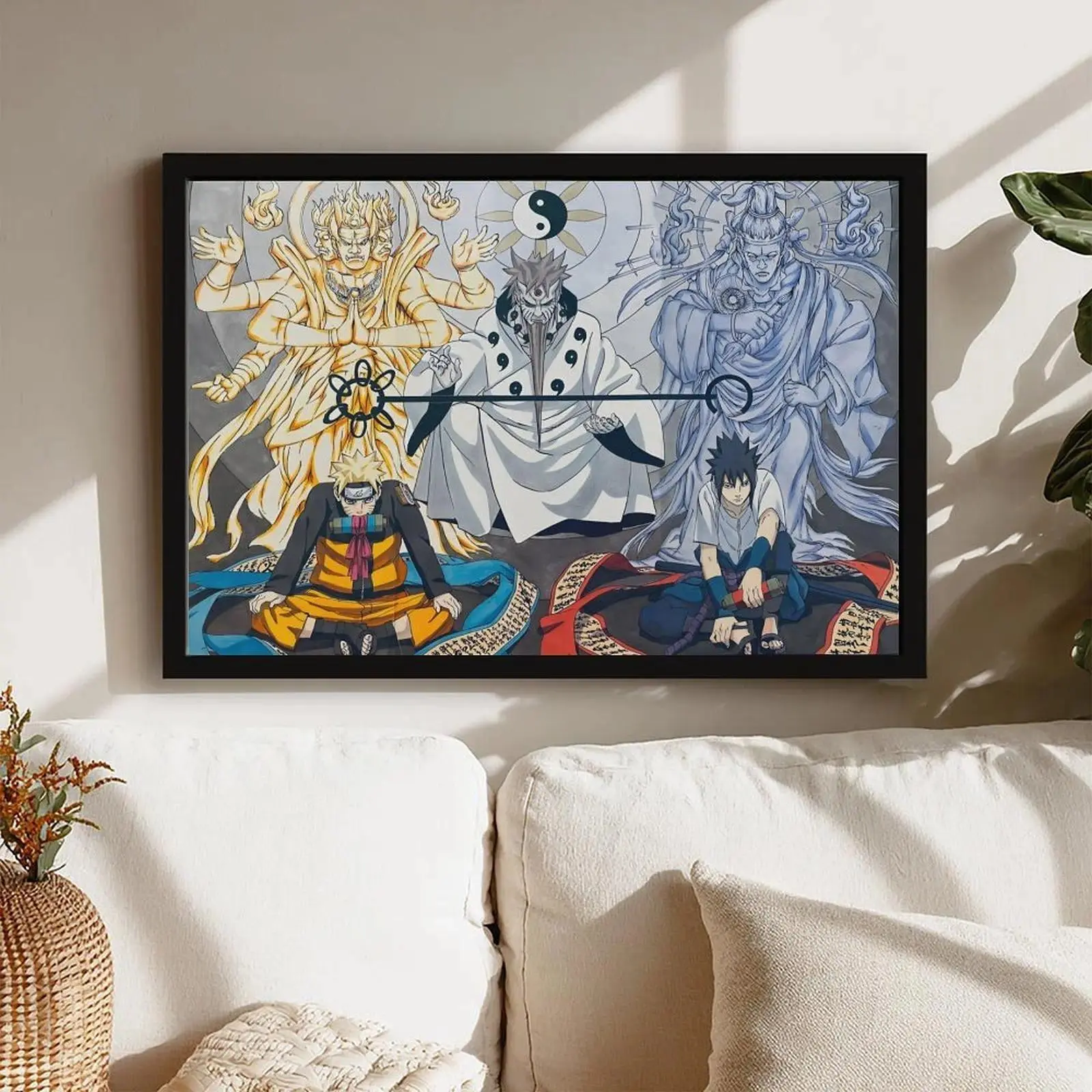 Naruto Anime Wall Decor Poster: Naruto & Sasuke – Twin Sage Power Split; Hagoromo Yin Yang Divine Art Poster