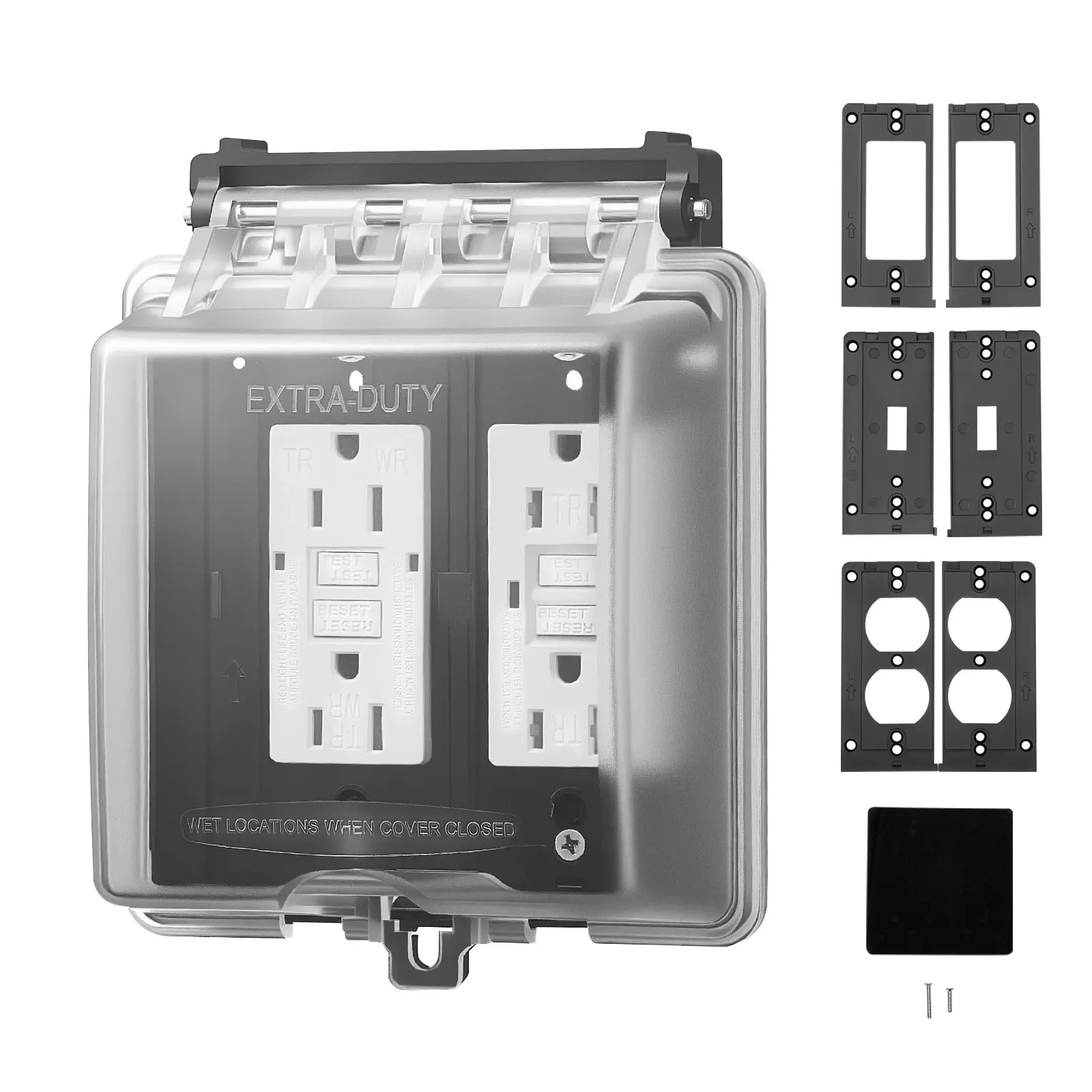 Outdoor Outlet Cover, Gang Weatherproof Electrical Outlet Cover with Lockable Design, Polycarbonate (PC) Construction, Weatherproof & Dustproof, Flexible Installation Options