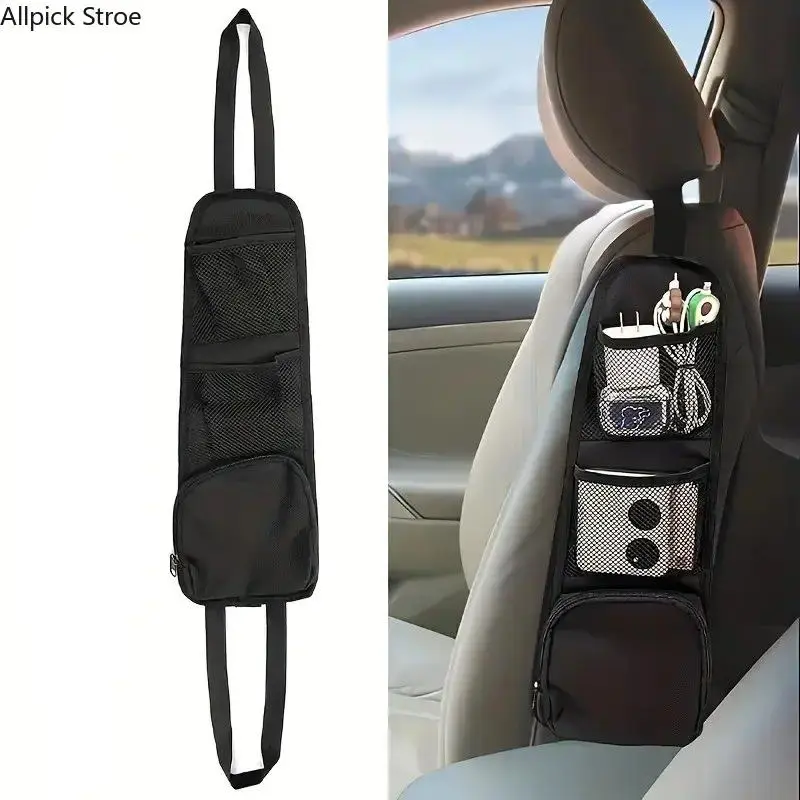 1 Pc Car Seat Organizer Bag, Car Interior Accessory – Oxford cloth multi-pocket storage with mesh compartments. Durable side-hanging design for cars, SUVs and trucks, perfect for storing essentials and keeping your vehicle organized. tiktokshopbacktoschoo