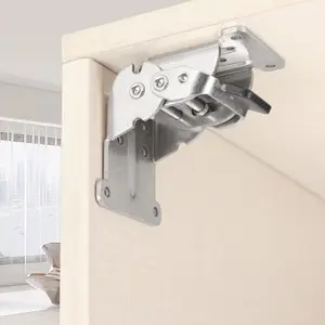 90/180 Degree Self-Locking Folding Hinge, Thick Cold-Rolled Steel Press Unlock Bracket, Small Space DIY Foldable Table Coffee Table Hardware Accessories