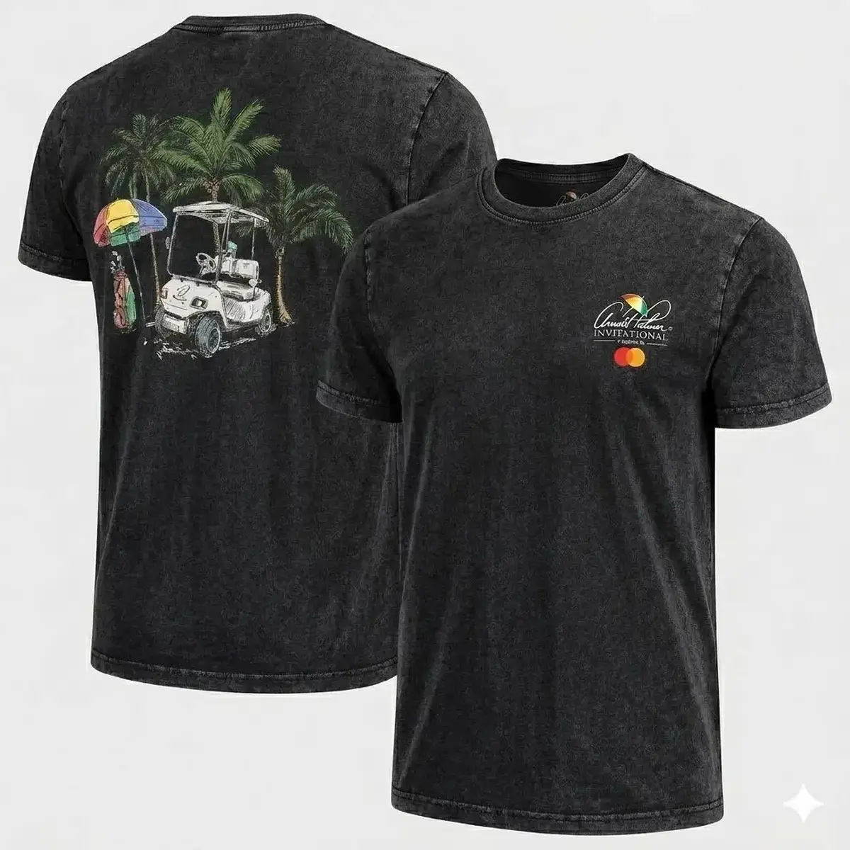 Men's Heavyweight Cotton Crewneck T-Shirt - Unisex Vintage Washed Oversized Graphic Top, Retro Golf Cart Palm Tree Print, Old Money Aesthetic, Summer Vacation Y2K Streetwear, Gym Outfit, Stylish Gift book merch