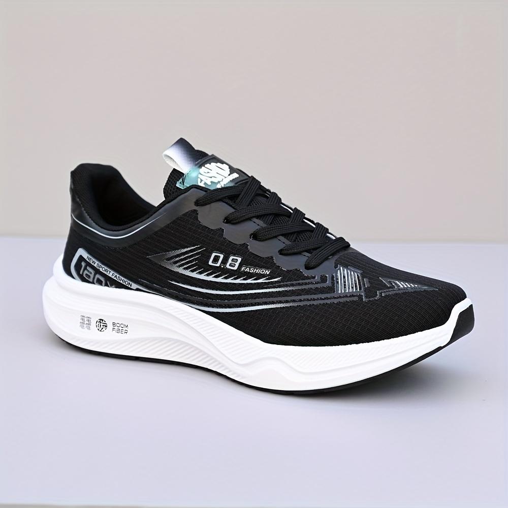 UYCEKK Men's White Low-Top Sneakers - Breathable Mesh Sneakers with Striped Sole & Minimalist, Lightweight for Running, Training, Gym - - Casual Wear, Lace-Up (Rubber Outsole) - Spring Summer