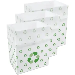 13 Gallon Disposable Pop-Up Trash Cans (3-Pack) with Fitted Bags – Foldable Garbage & Recycling Bins for Parties, Events & Kitchen (Recycle, 17" H x 13.5" W x 10" D)
