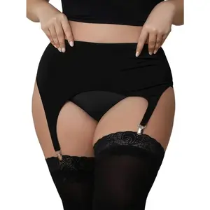 Garter Belt Plus Size High Waist Garter Belts with 4 Vintage Metal Clips for Stockings Womens LingerieGift.