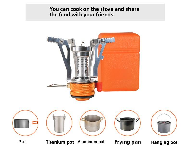 Portable Camping Stove with Electronic Ignition Backpacking Stoves Mini Integrated Cookware for Travel Outdoor Hiking Picnic Cooking