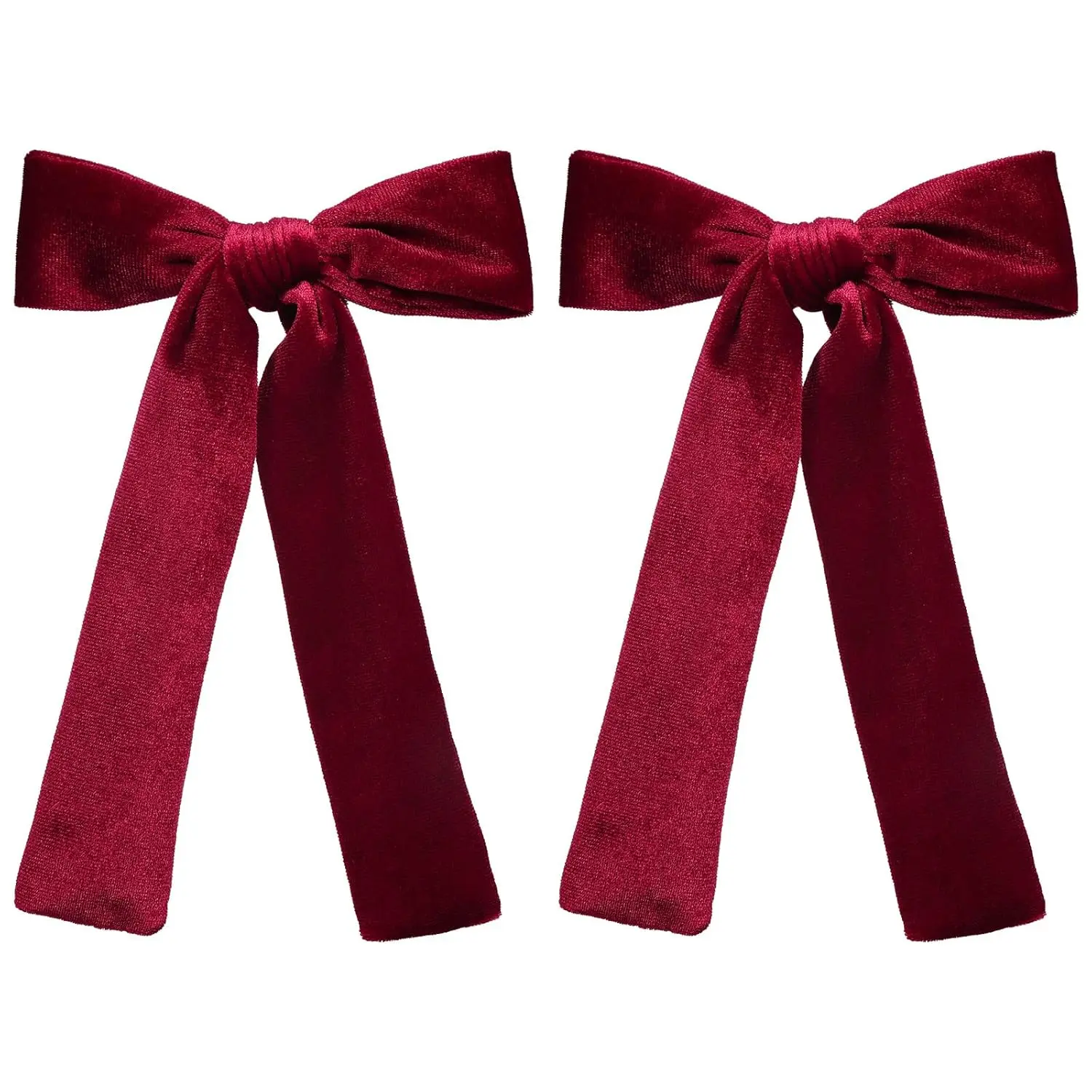 Dark Red  Ribbon Hair Bows 2 count 5in Soft  Long Tail Ponytail Bow  Clips for  Teen Girls Women  Christmas Tree  Wrapping Wreath Decor Accessory