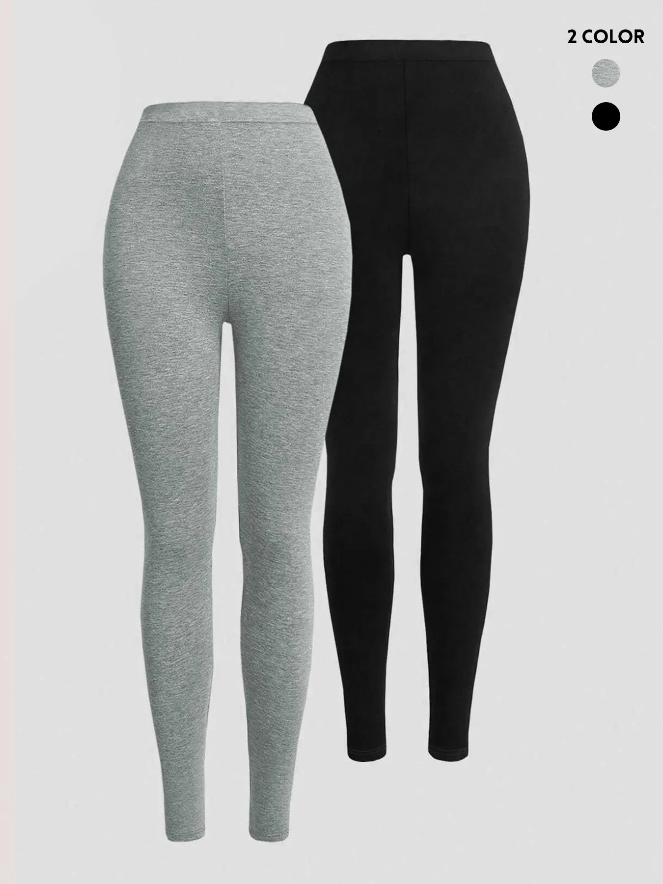 Women's Casual High Waist Tight-Fit Pants Basic Bottoms 2-Piece Set, Comfortable Plain Design, Perfect for Daily Wear, Stylish and Versatile Choice