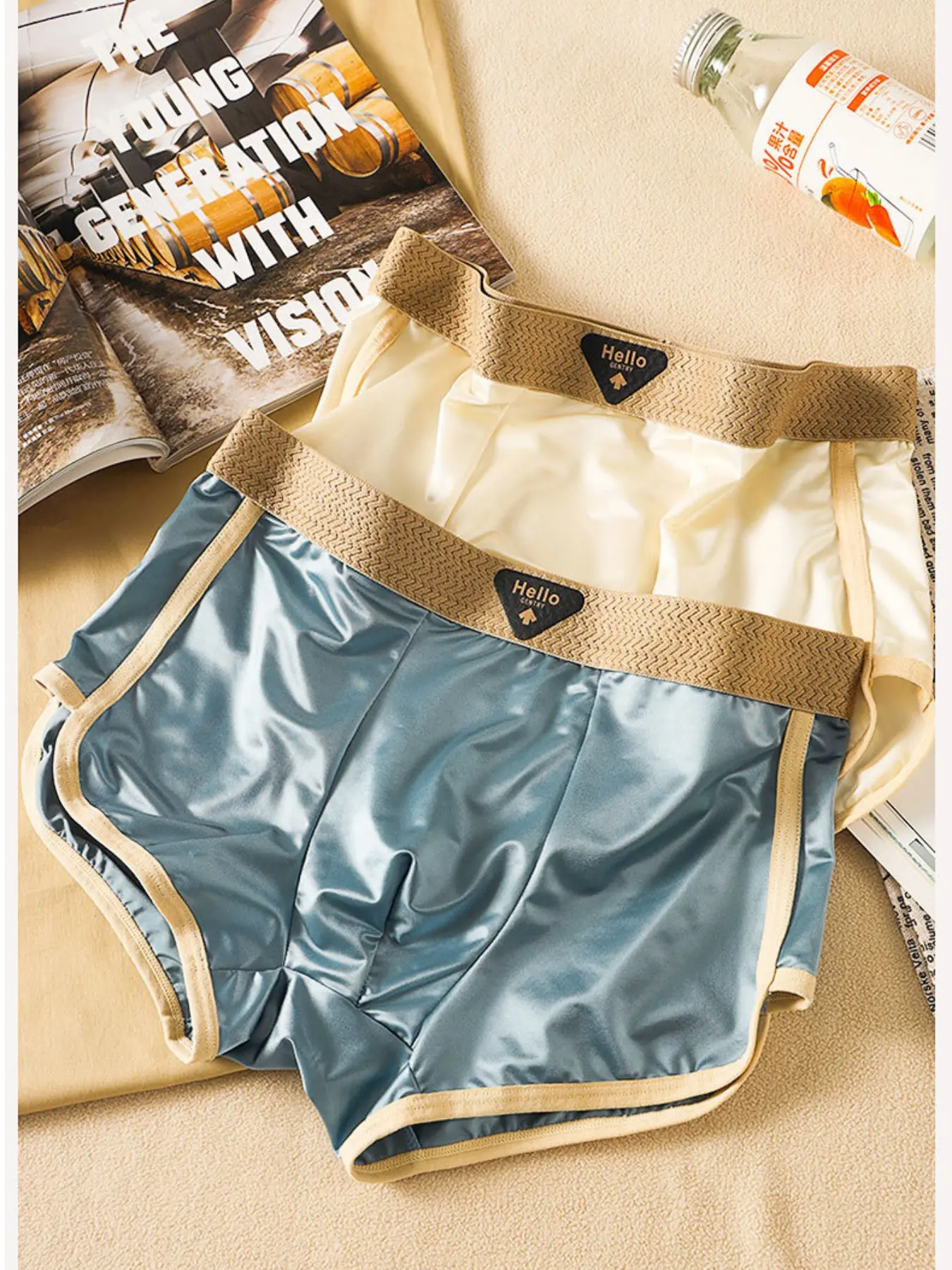 4-Pack Luxury Satin Ice Silk Glossy Men's Underwear Briefs, 10a Mulberry Silk Antibacterial Crotch, Soft Comfortable, Cool Breathable, Elastic Low-Waist Shorts