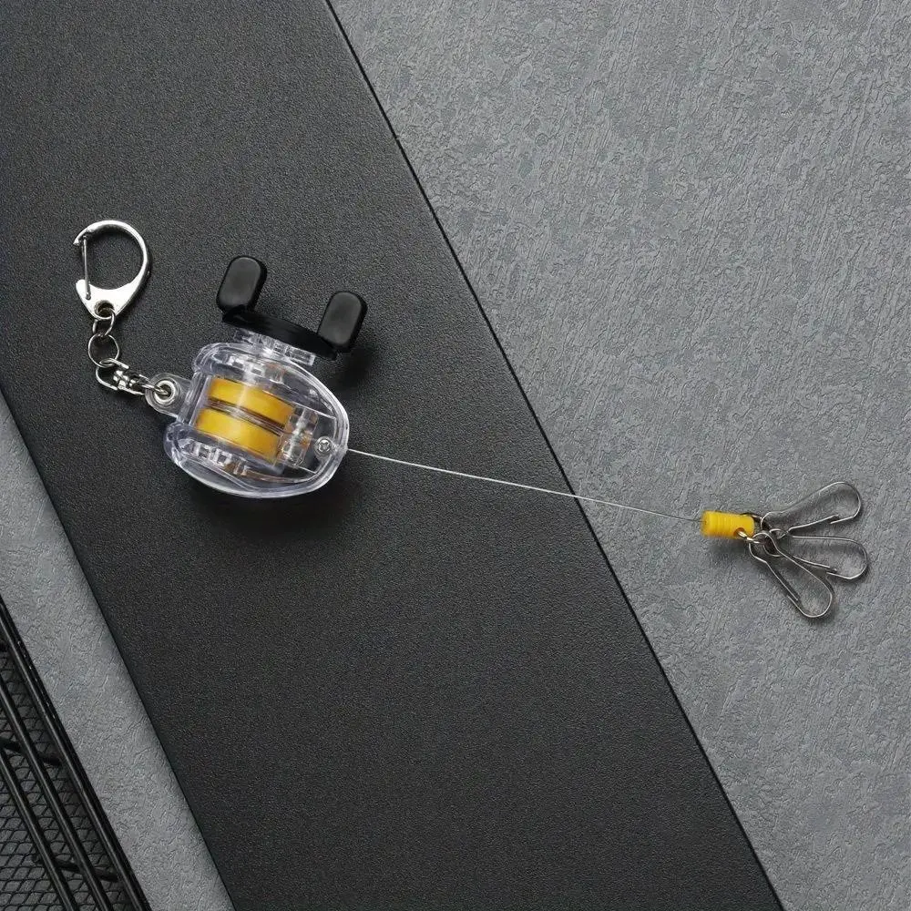 3pcs Retractable Small Fishing Reel Key Chain, Portable Fishing Coiled Lanyard Key Ring, Fishing Accessories