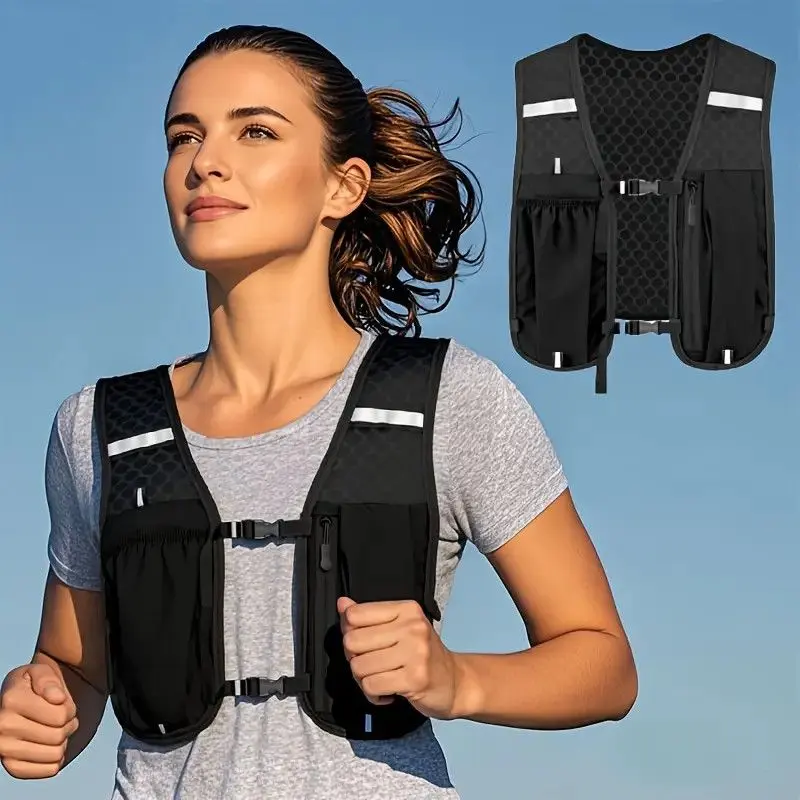 Lightweight Running Vest Pack for Runners, Activewear Jogging Equipment with Phone Pocket and Water Bottle Holder, Trail Running