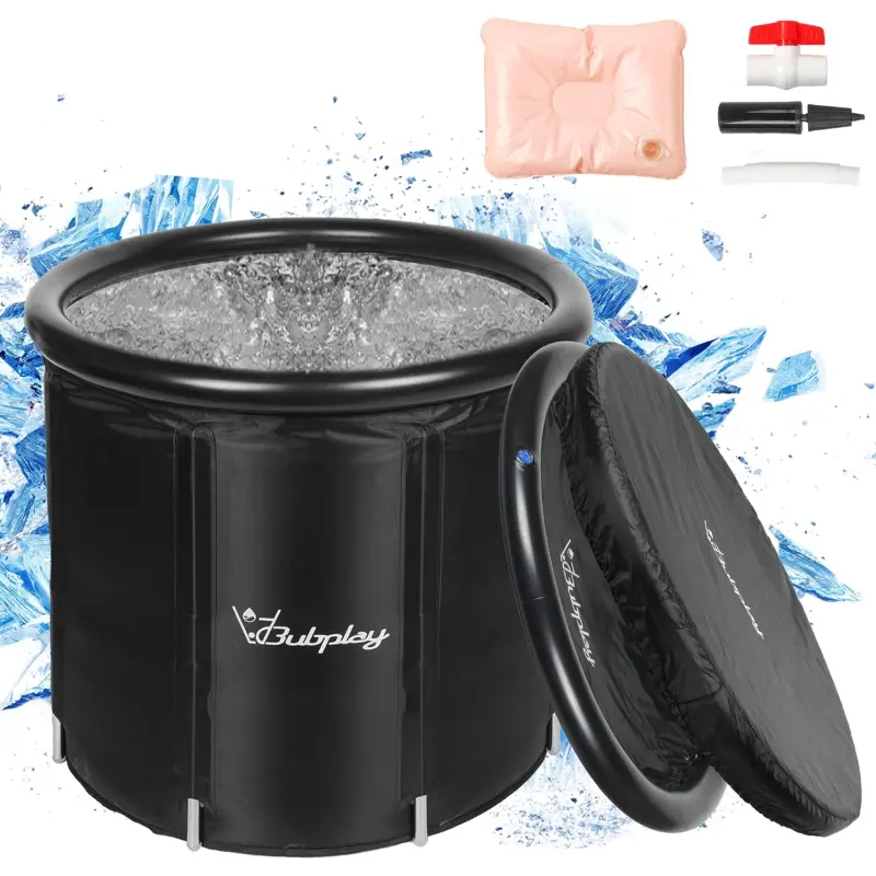 105-Gal Black Ice Bath Cold Plunge Tub with Cover, Indoor & Outdoor Home Care Bucket for Athlete Recovery & Cold Water Therapy
