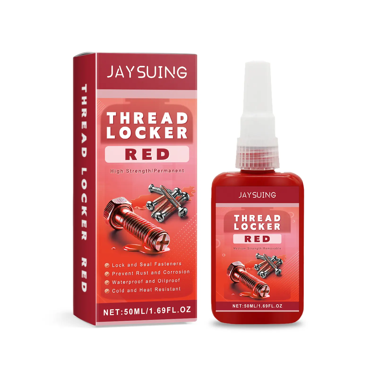 Medium Strength Anaerobic Cure Thread Locking Agent - Paraffin Blend Metal Fixing Glue for Metal Screws, with Anti-Loosening, Anti-Vibration Functions for Home Supplies
