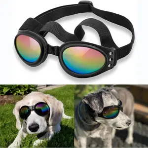 Dog Sunglasses Dog Goggles Medium Large Breed Dogs, Wind Dust Fog Protection Eye Wear Pet Glasses with Adjustable Strap Motorcycle Car Driving Bike Riding Hiking Swimming Over 15lbs Black