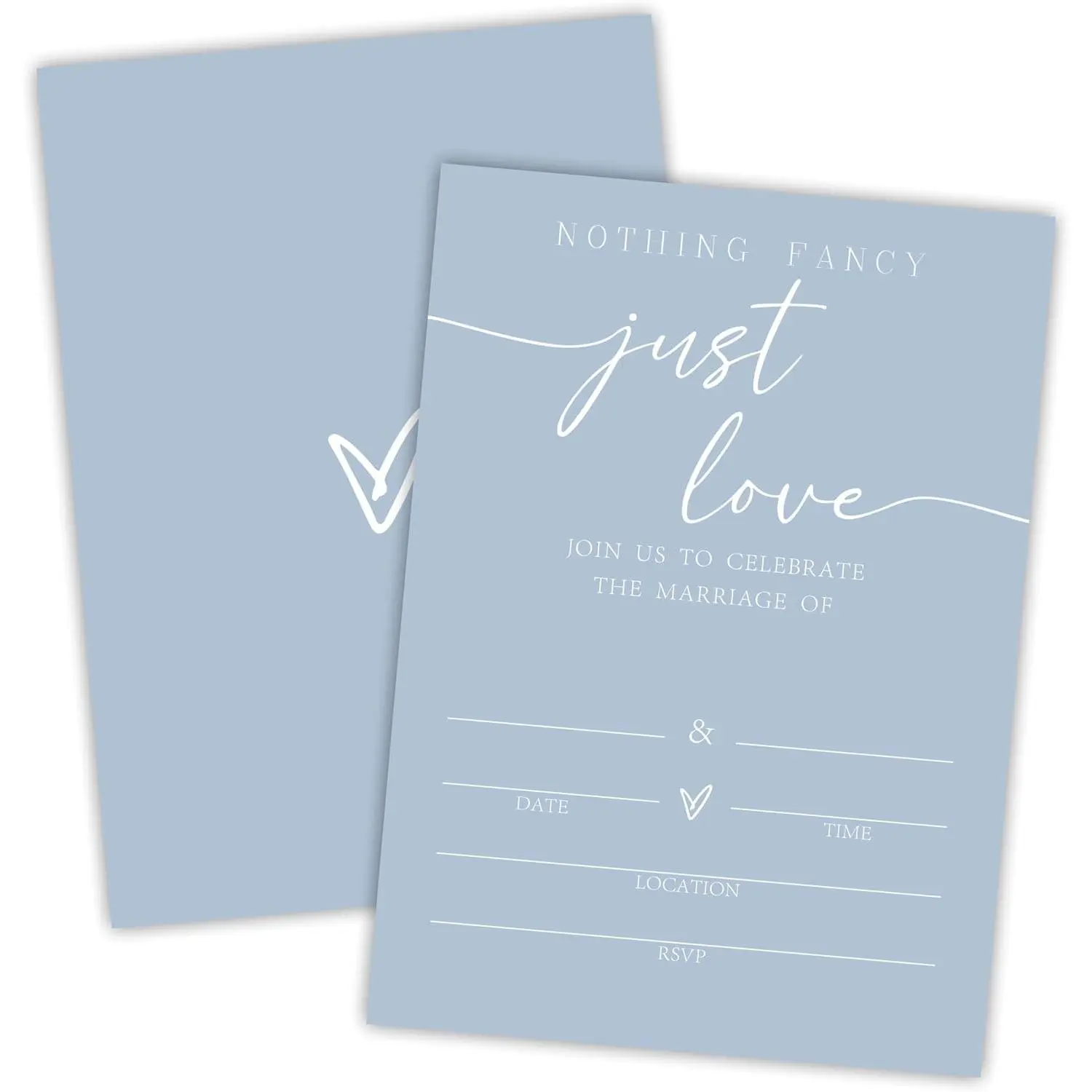 Wedding Invitations Minimalism Blue 25 Pcs Double Sided Wedding Invites With Envelopes For Mr & Mrs Wedding Celebration Wedding Shower Newlyweds Wedding Party Favor & Supplies A04