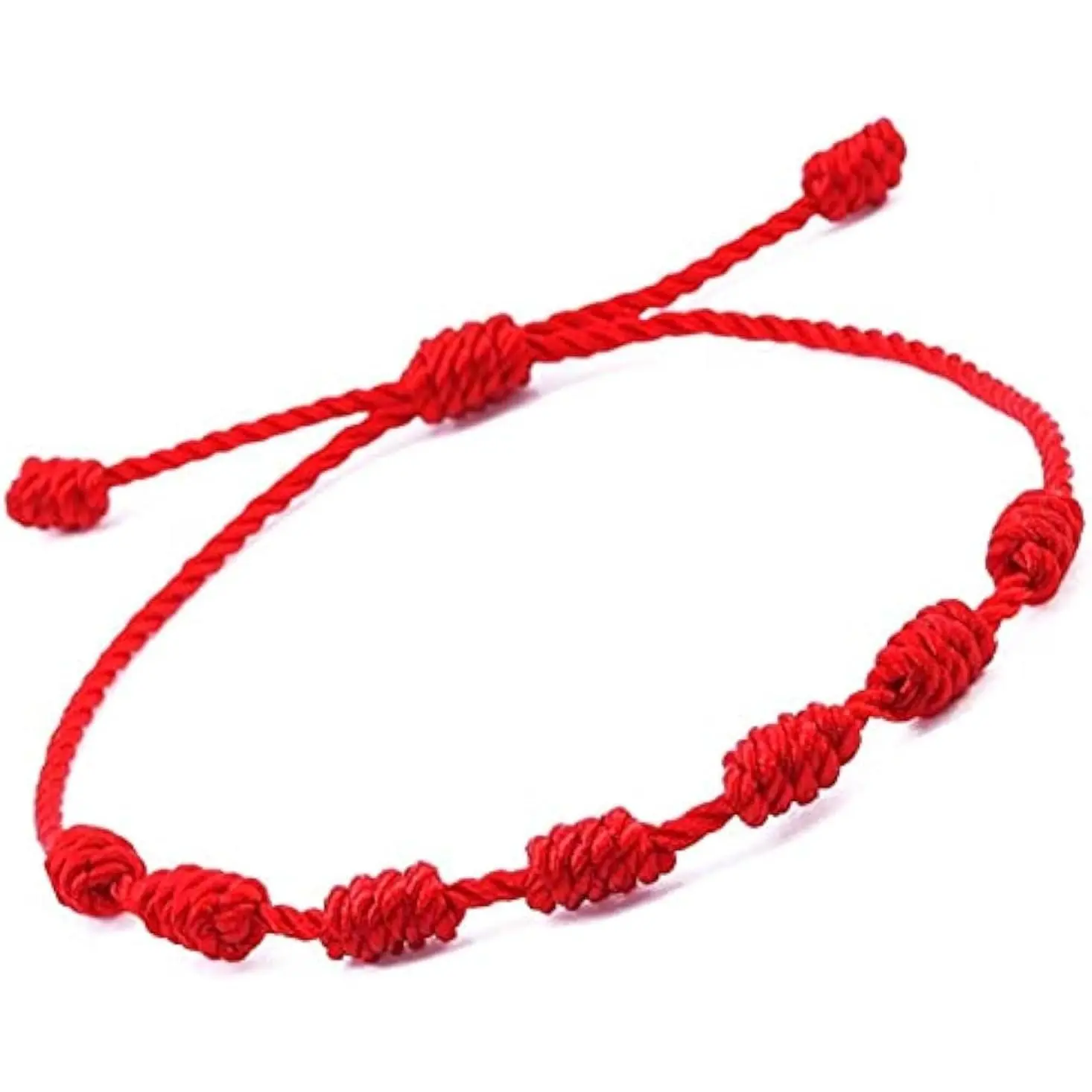 7 Knots Red String Evil Eye Bracelet - Adjustable Protection & Good Luck Charm Bracelet for Women, Men & Family
