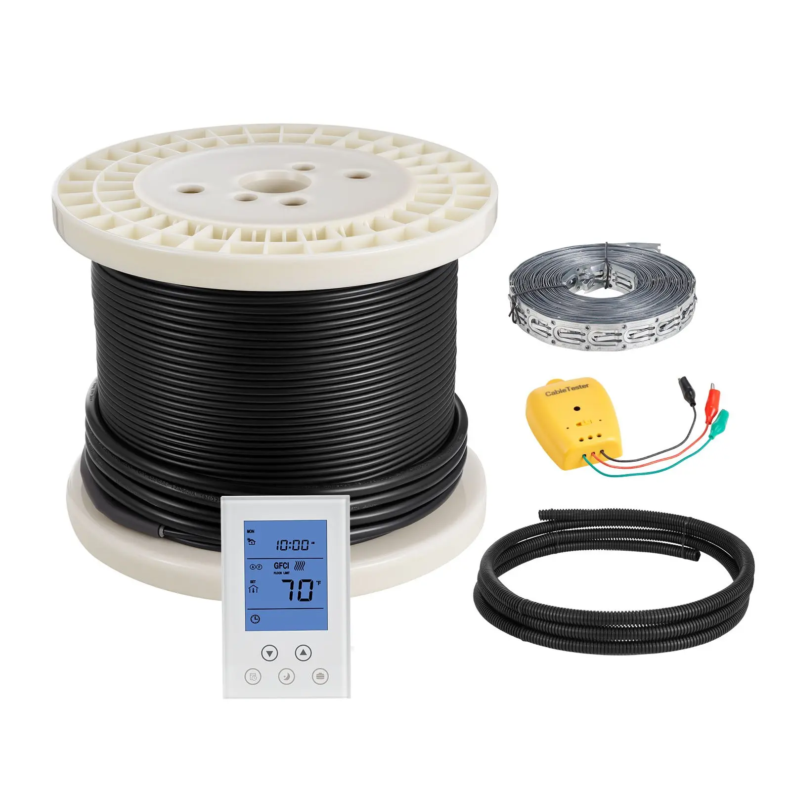 100 sqft Underfloor Heating Cable Kit, 120V Electric Radiant Heated Floor System, with Smart Control Thermostat Alarm, Easy Installation for Tile, Stone, Vinyl, Home Improvement