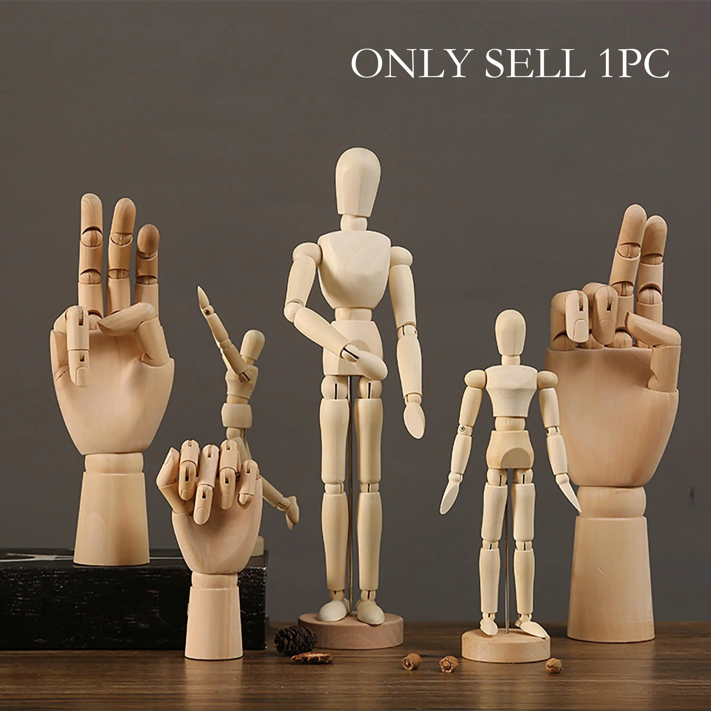 Artistic Wooden Hand Model Kit, Artist Human Body Drawing Doll Set, Poseable Wood Tools for Painting & Sketching, Home Decor Accessories, Craft Figurine, DIY Handmade Craft