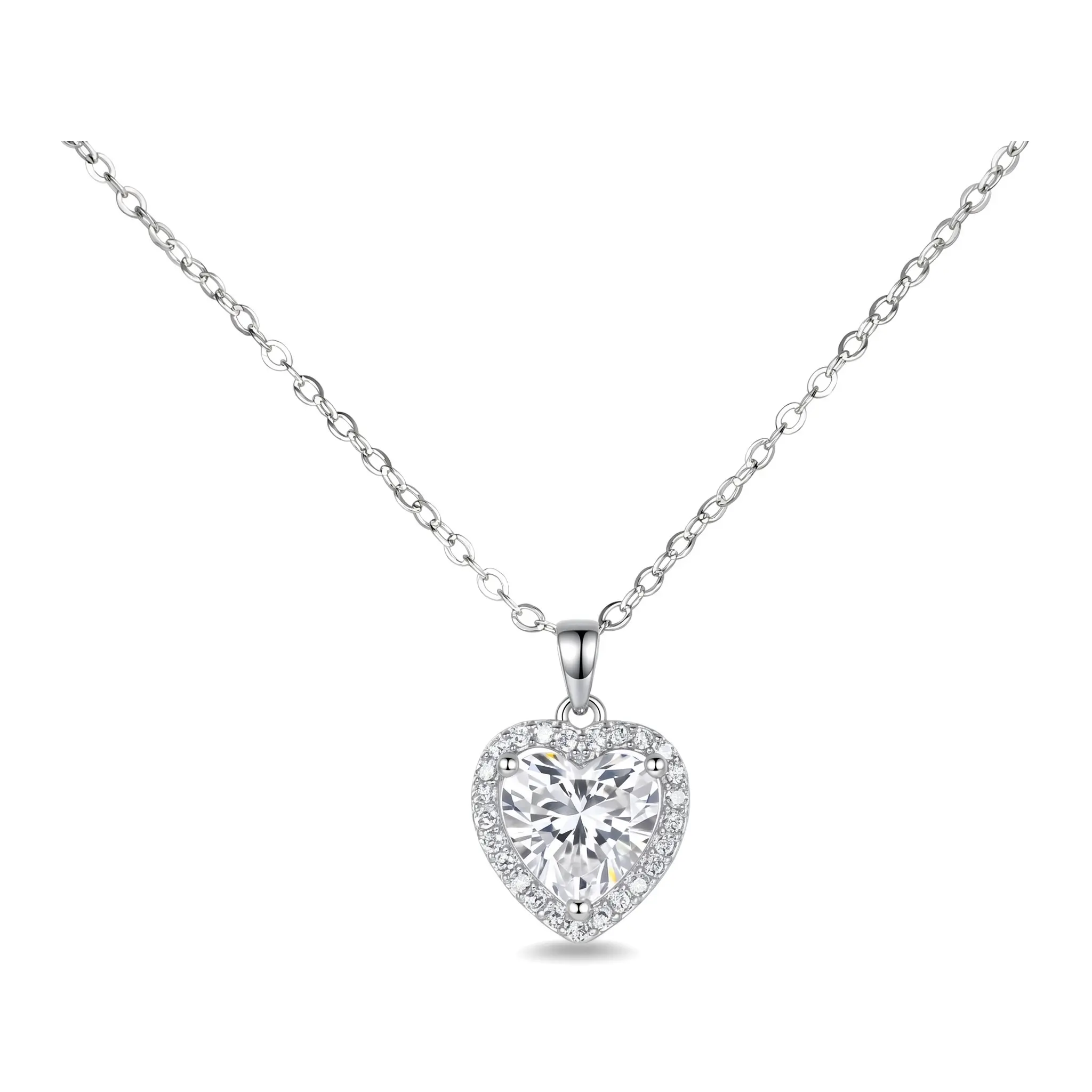 Women's Heart Zircon Crystal Necklace - Minimalist Copper-Plated Pendant, Dainty Adjustable Chain, Women's Fashion Jewelry, Romantic Love Gift for Casual Daily Wear