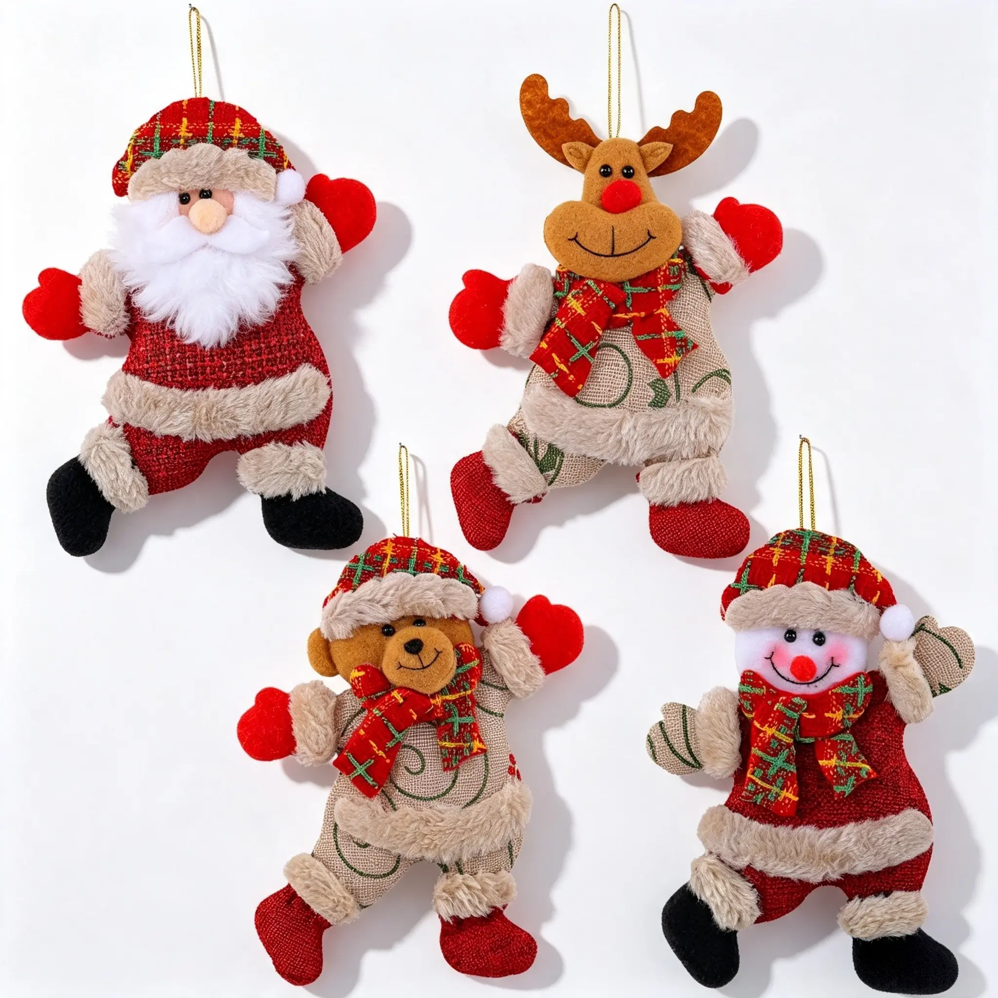 Dancing Santa Claus and Snowman Plush Ornament, Cute Christmas Tree Hanging Decor, Indoor Holiday Scene Decoration, Festive Atmosphere Accessories