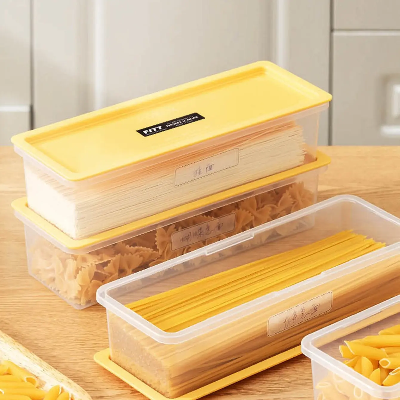 Sealed Kitchen Noodle Spaghetti Container Refrigerator Fresh-Keeping Storage Box Plastic Reusable Refrigerator Organizer Boxes