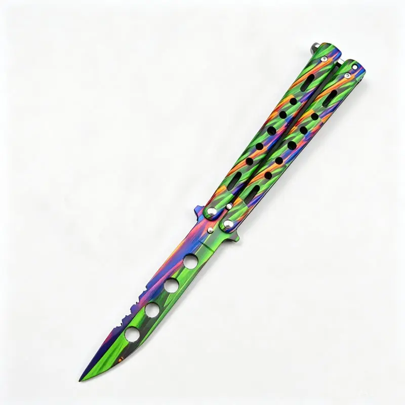Full Steel 3D Butterfly Hand Practice Tool, Safe Unsharpened Lightweight, Beginner Hand Tricks Stress Relief Toy, Hand Training Device