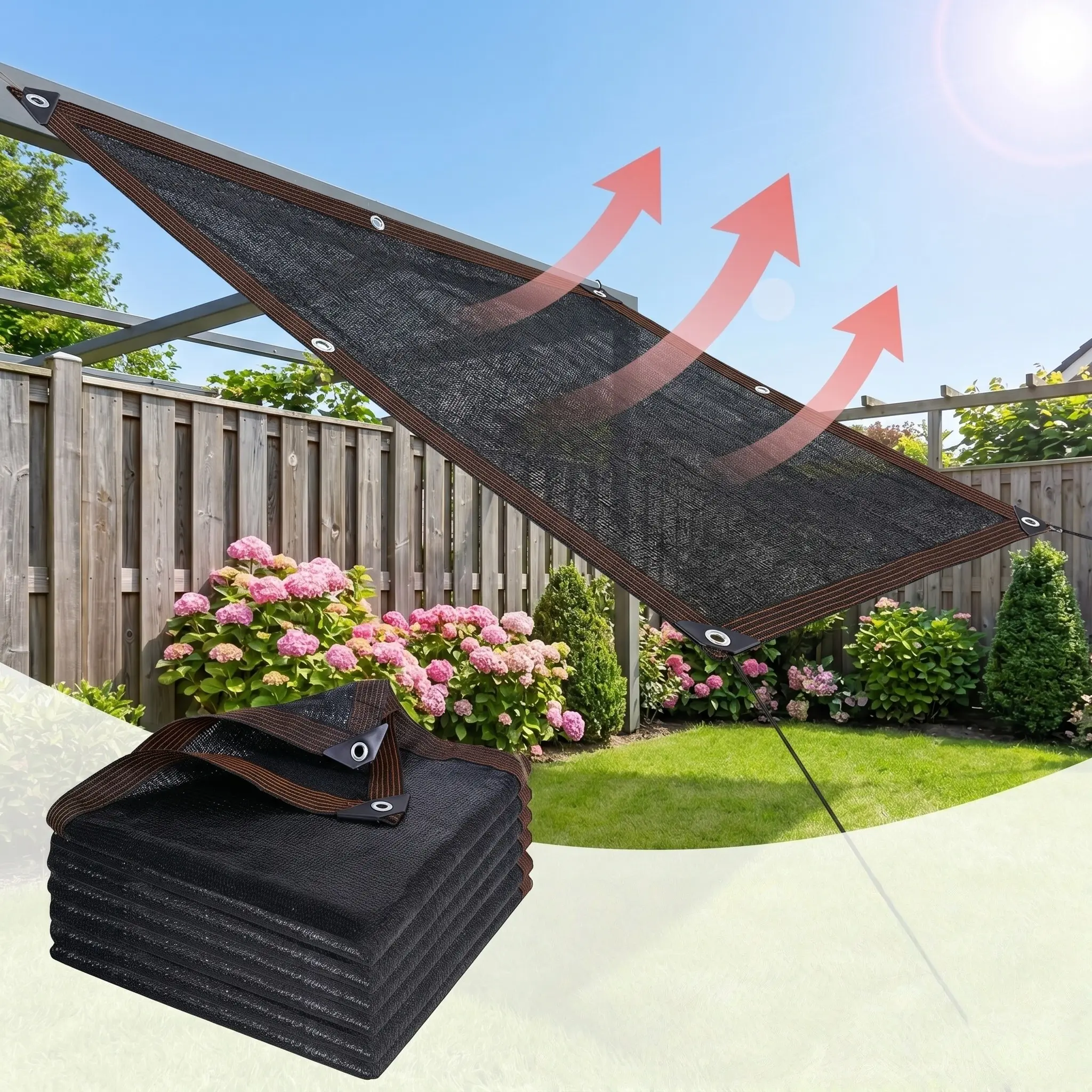 Outdoor Sunshade Net, Outdoor Sun Shades for Patio, UV Protection, Breathable, Ideal for Courtyard, Travel, Picnic, Pool, Carport, Garden, Balcony, Corridor, Multiple Sizes Available