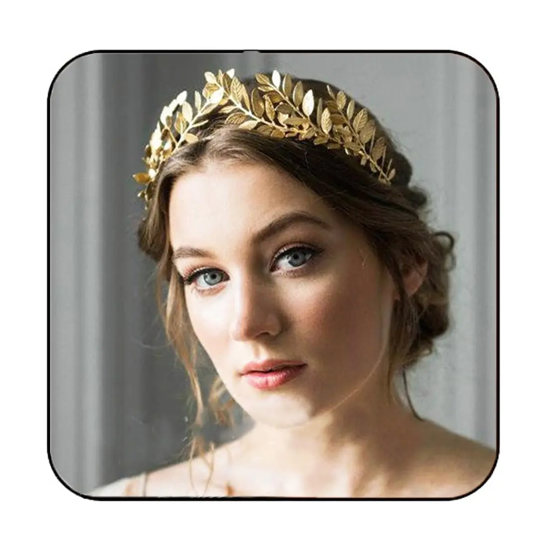 Women's Greek Goddess Gold Leaf Crown Headpiece - Moonflower Wreath Headband, Toga Robe Accessories, Crown Shape, Female Wear, Goddess Look, Leaf Motif, Wreath Detail