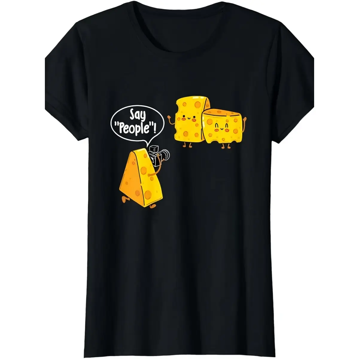 Funny Cheese Lovers Graphic T-Shirt for Men | Retro Cheese Photo Print Round Neck Short Sleeve Tee - Casual Funny Foodie Apparel