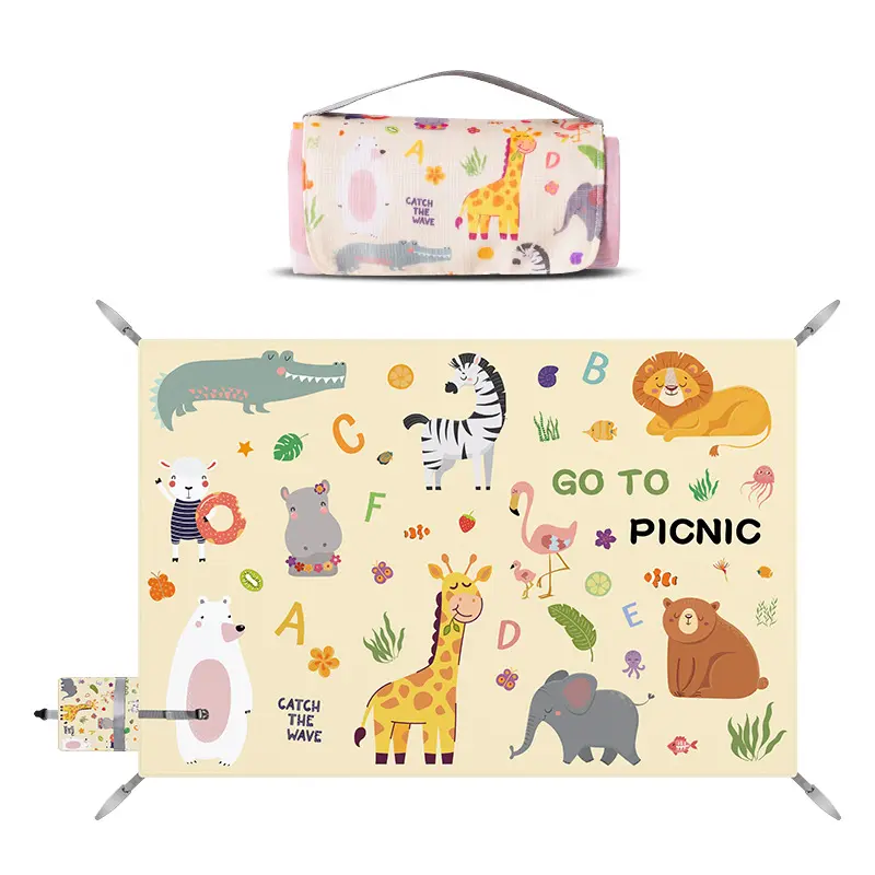 Outdoor picnic mat portable pocket mini beach waterproof and moisture-proof camping sand-proof cloth cute cartoon picnic cloth