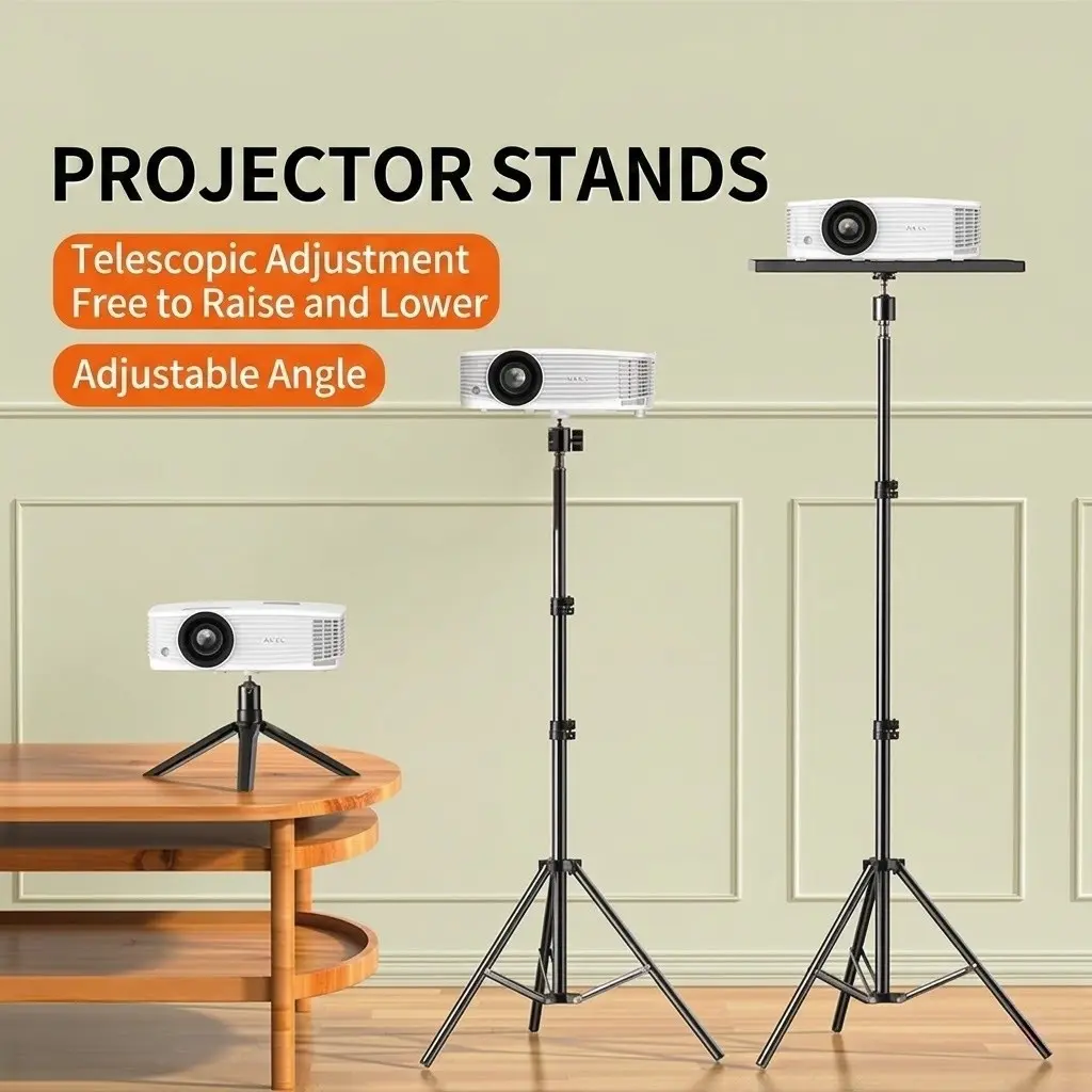 Portable Tripod with Gimbal, Adjustable Height Angle Desktop Projector Light Stand, Home Office Dual Use, Projector Camera Accessories