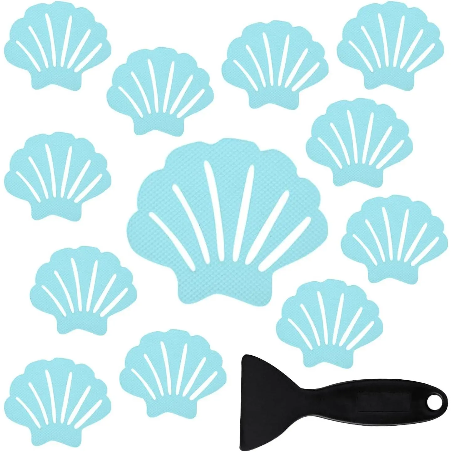 Original Bathtub Stickers Non-Slip, River-Mussel Safety Shower Treads Adhesive Appliques with Premium Scraper