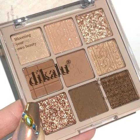 【Black Friday】9-Color Nude Eyeshadow Palette, Shimmer & Matte Glitter Eyeshadow, Sparkly Neutral Palette, Ideal Gift for Women & Girls