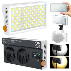 25w Portable Professional Photography Light, RGB Full Color, 5300lux, 2500k-9000k Color Temperature, LCD Display, 3350mah Rechargeable Battery.Suitable for vlogging, live streaming, portrait photography and professional outdoor fill lighting.