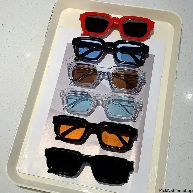 6-Piece Retro Rectangle Glasses for Men & Women, Classic Eyewear with UV400 Protection, Men's Fashion Accessories, Ideal Mens Gifts for Vacation, Sunglasses, Men's Accessories, Guys Gifts