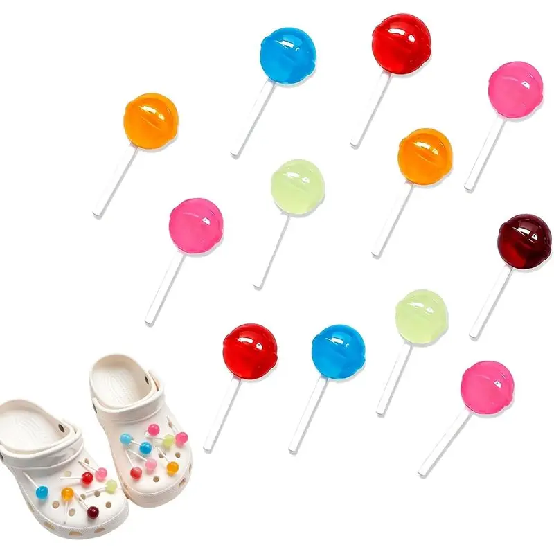 Lollipop Shoe Charms, 3D Translucent Jelly Lollipop Resin Pins, Lollipop 3D Realistic Candy Shoe Charms for Clog Sandal, Bubble Slides & Backpack Holes