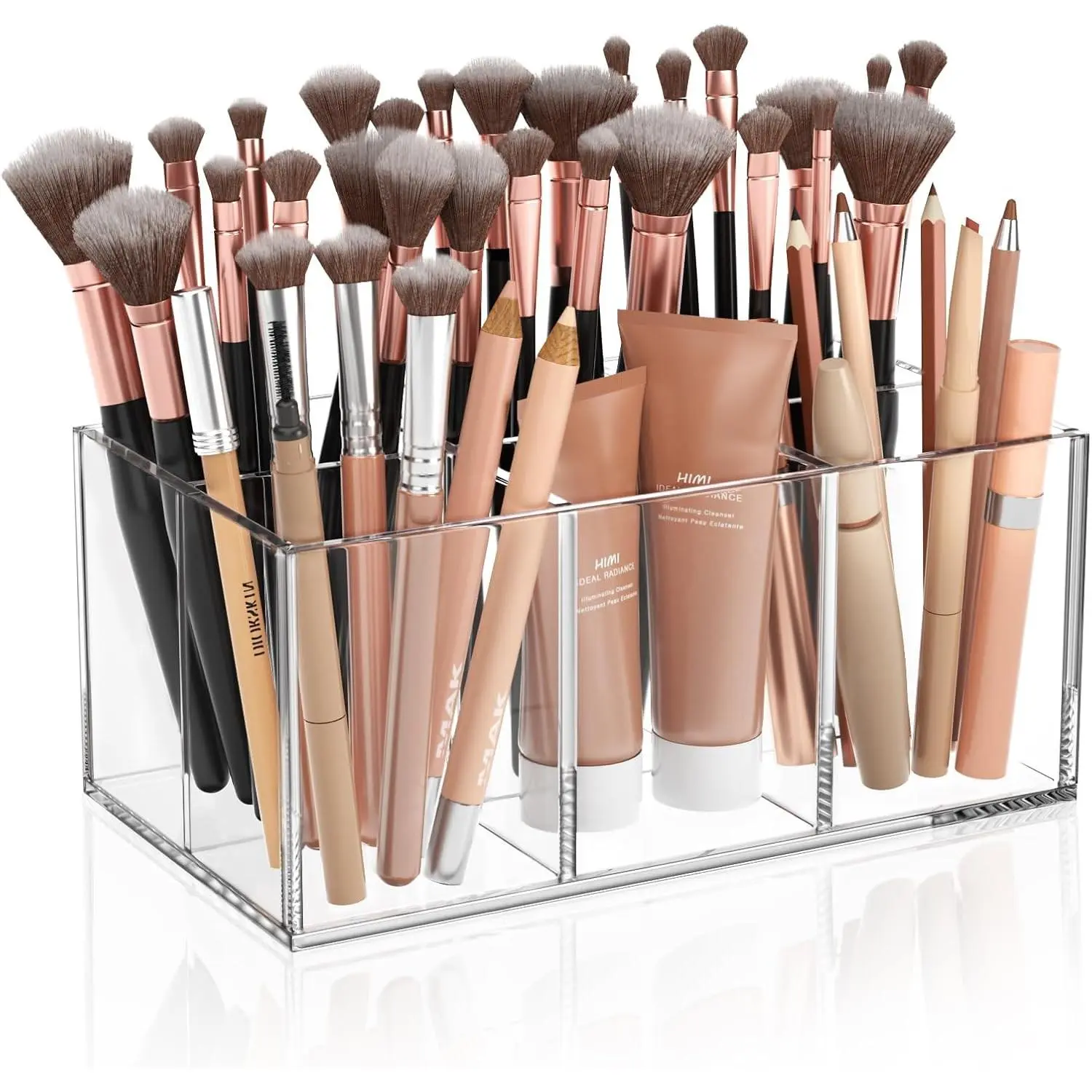 Acrylic 6-Slot Makeup Brush Holder, Vanity Countertop Storage Organizer