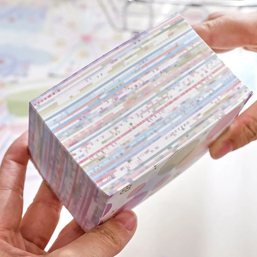 Large Capacity 400/500 Sheets Colorful Paper Bricks, Non-Sticky Multi-Size High Aesthetic Background Paper, Planner Sticky Notes Material