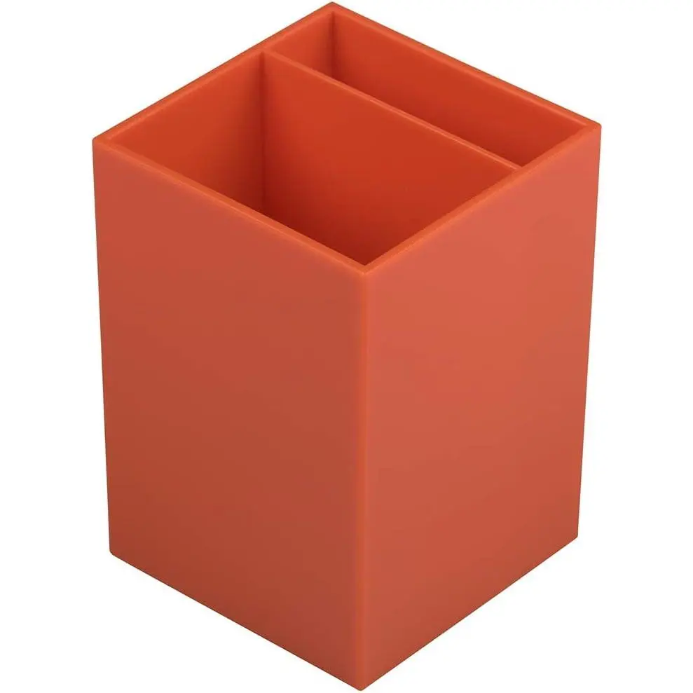 Plastic Pen Holder - Orange - Desktop Pencil Cup Sold Individually