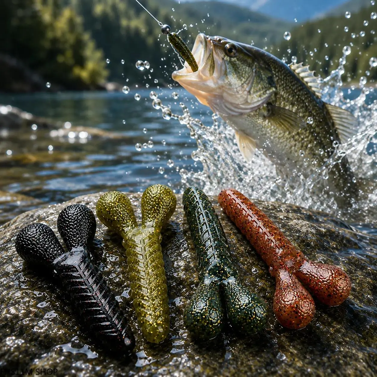 7PCS Soft Plastic Fishing Lures, 1.9in Shrimp Shaped Finesse Baits with Lifelike Action for Freshwater & Saltwater Bass, Trout, and Crappie, Freshwater Fish, Lifelike Swim, Freshwater Bass