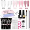 5 Color Poly Gel Nail Kit, Builder Gel with 6W Portable UV Lamp(limited curing power), DIY‑Friendly for Beginners, Nail Art Kit for Women & Girls, Nail Set
