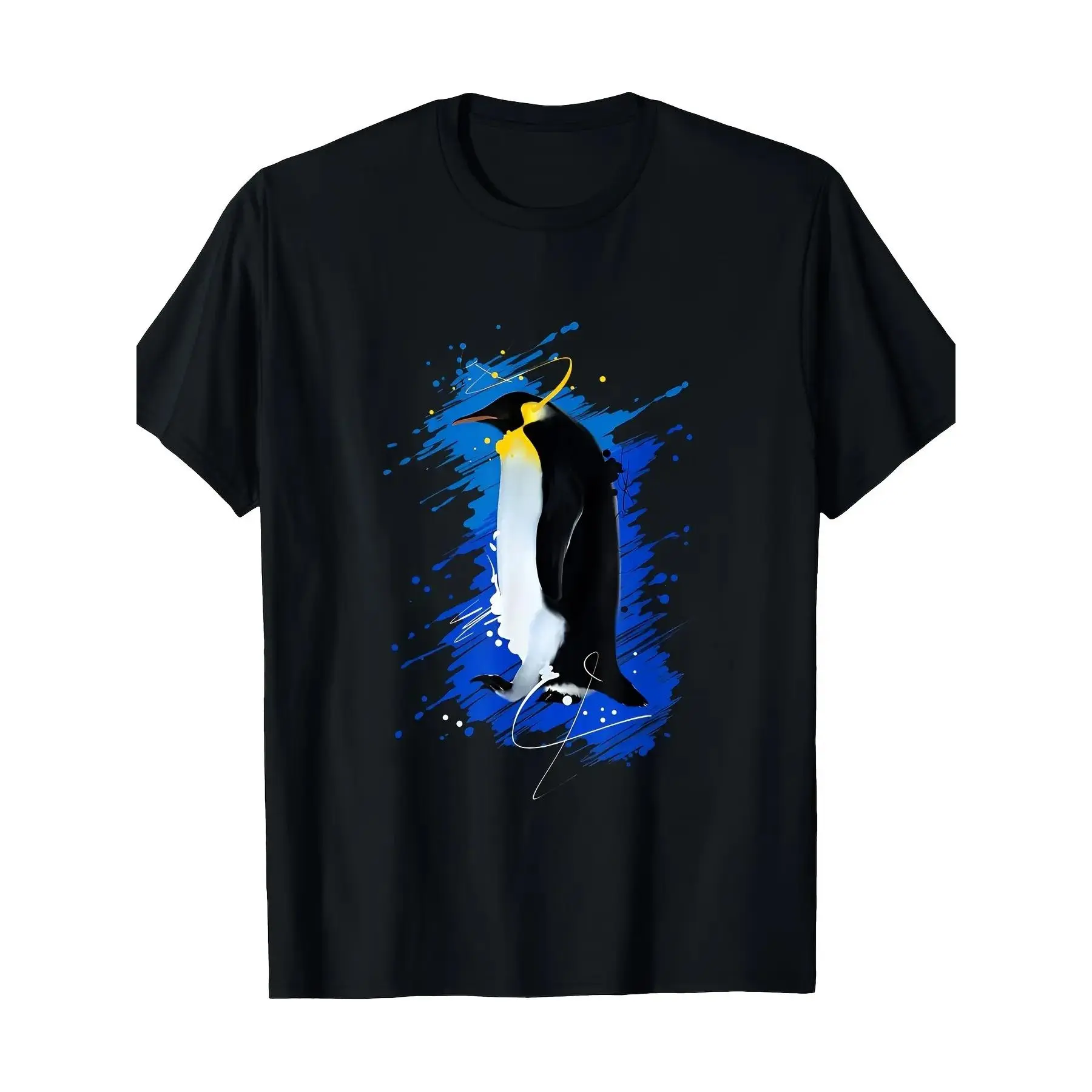 Men's Short-Sleeve Round Neck Penguin Art Sports Top - Soft Fabric Medium-St, Shortsleeve