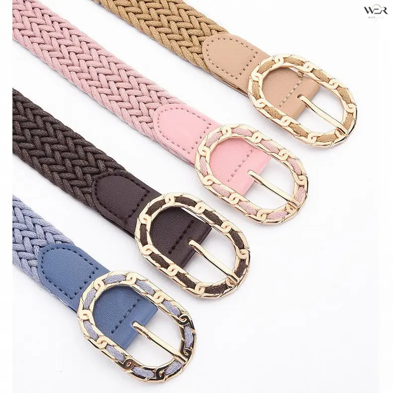 Women's Woven Rope Belt - Minimalist Ring Buckle Wax Cord Waistband, Soft Hemp Braided Design, INS Y2K Decorative Accessory with Slimming Effect, for Dress Wear, Multiple Colors Available