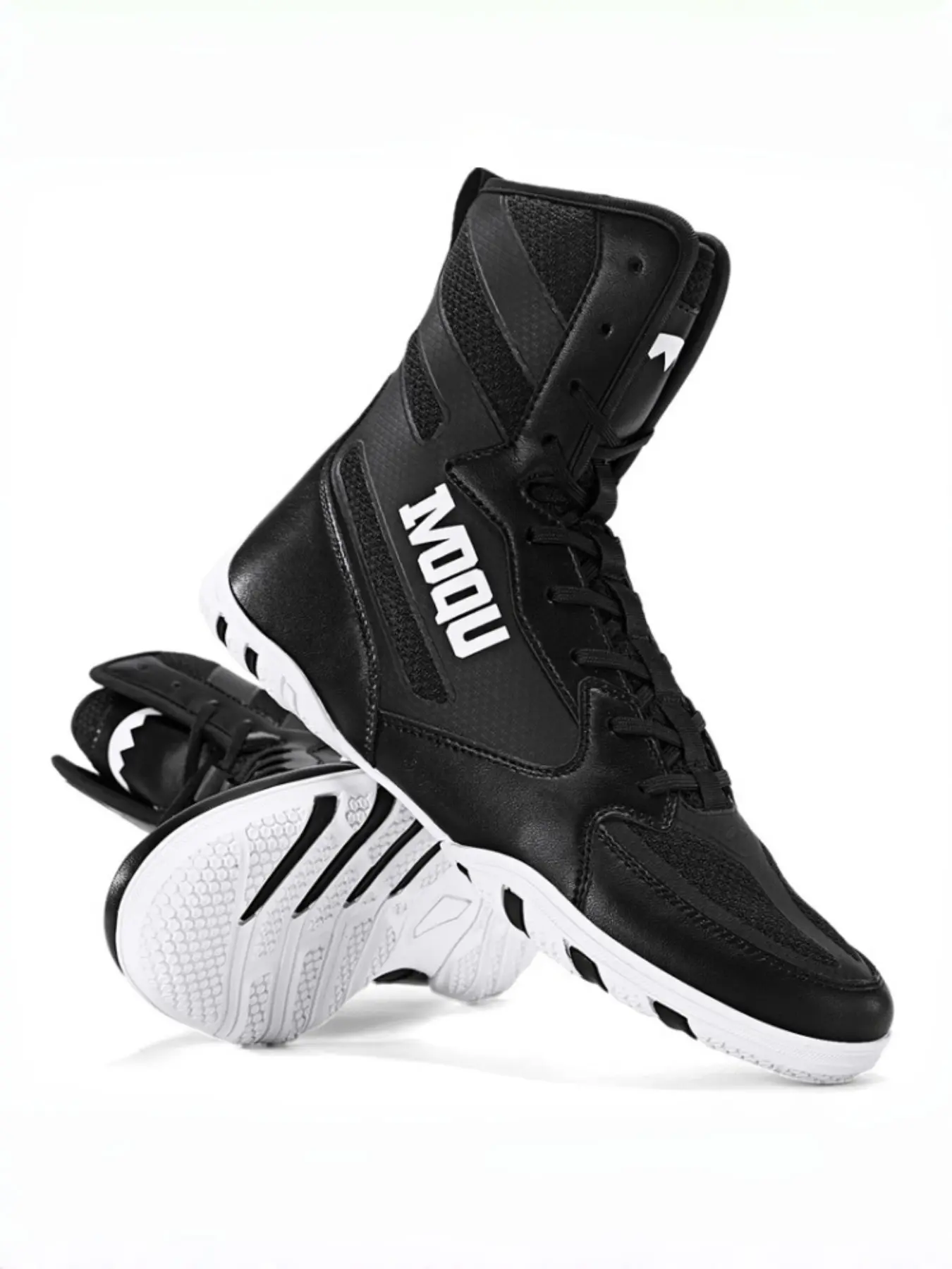 Men's Professional High-Top Boxing Shoes, Lightweight Anti-Slip Rubber Sole, Wrestling Shoes, Shock Absorption, Breathable, All Seasons