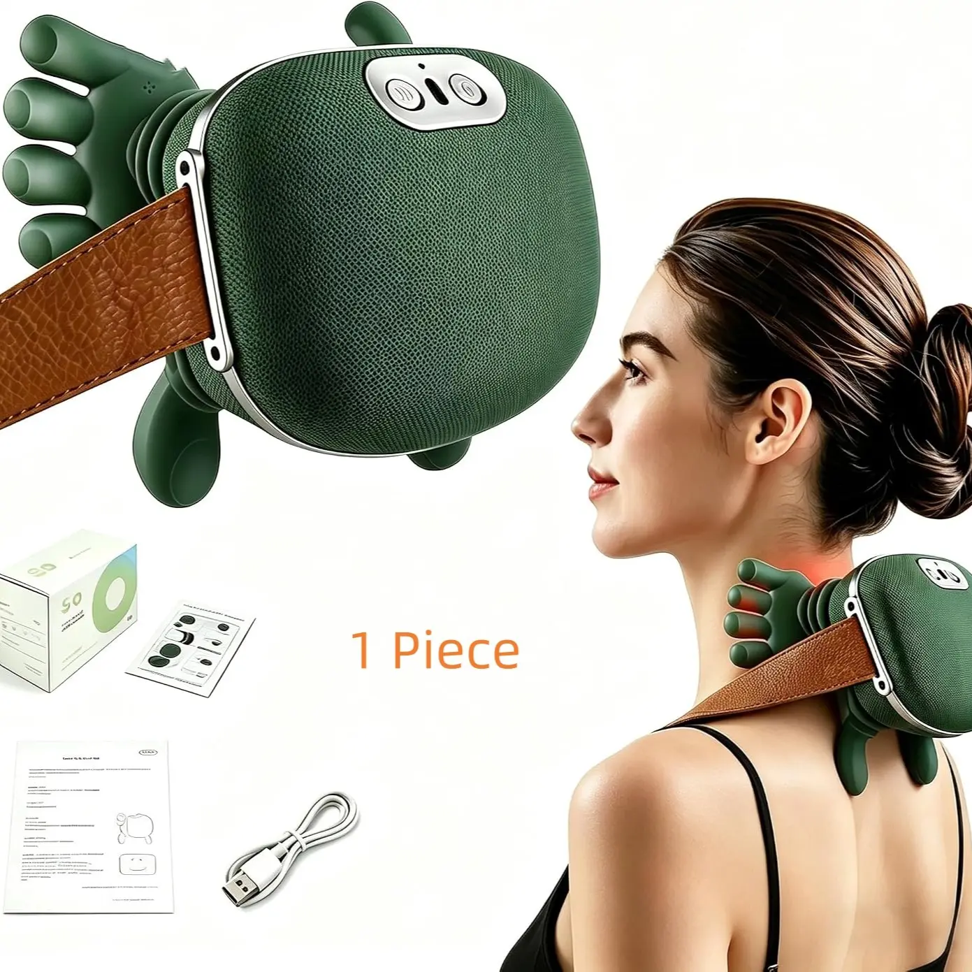 Portable Heating Massage Device, Electric Deep Tissue Massager, Brushless Motor, 2000mah Battery, Pain Relief, Muscle Relaxation, Christmas Gift