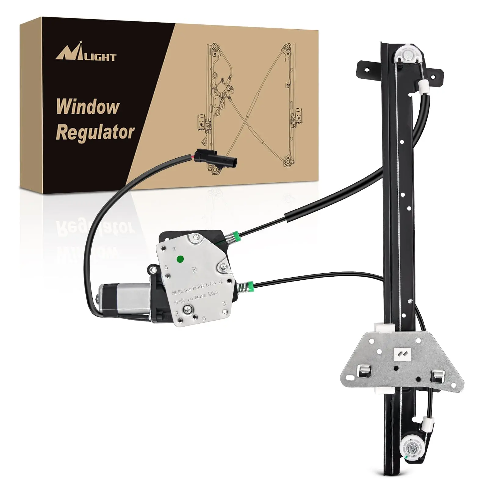 Nilight 741-648 Power Window Regulator and Motor Front Passenger Side Compatible with Dodge Dakota 2000 2001 2002 2003 2004,Dodge Durango 1998 1999 2000 2001 2002 2003,Front Left Side, Stainless Steel, Sturdy