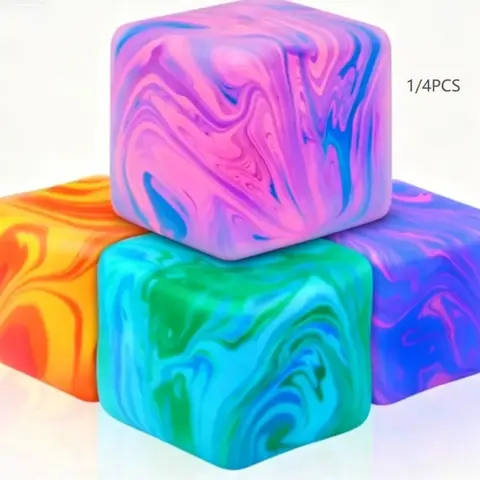 1/2/4 PCS Fidget Toys Squishy Stress Cube, Stress Balls for Kids Adults Squishy  Stress Relief, Ice Squishy Cube Sugar Balls, High Density Squeeze Balls for Students Calming Stress Relief Tools