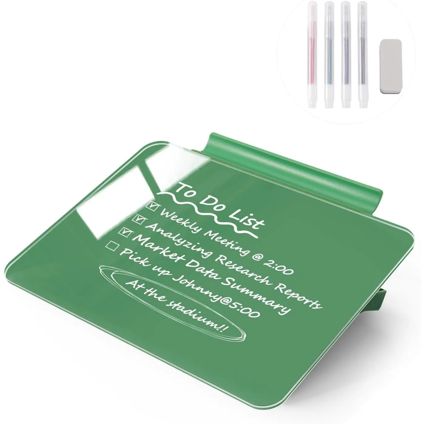 Small Desktop Whiteboard - Glass Dry Erase Board 8 X 6 Inches Tabletop Easel Whiteboard with Stand, Desk Board Buddy for Artist, Teacher and Student