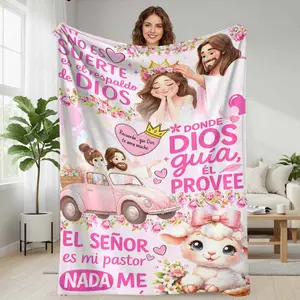 Jesus Faith Flannel Blanket  Inspirational Religious Flower Print  Ultra Soft Lightweight Plush Decorative Throw for Living Room Couch  Spiritual Prayer Bedding  Birthday Faith Gift