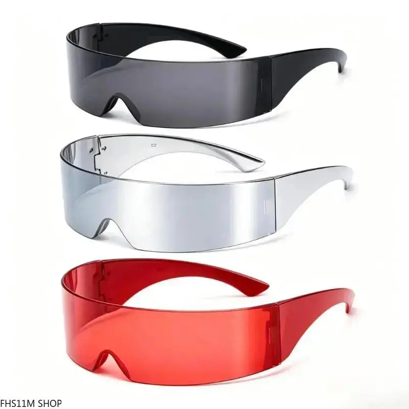 3 Pack Wrap Around Sunglasses Futuristic One Piece Shield UV400 Protection Rave Music Festival Cosplay Cyberpunk Y2K Aesthetic Summer Essentials Unisex Premium Techwear Eyewear