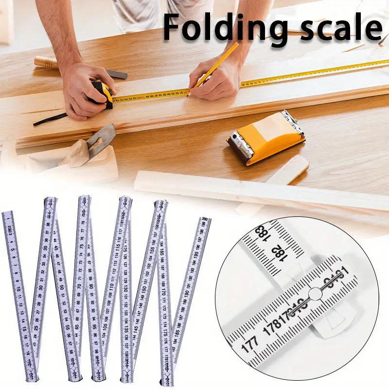 Multi-Function Folding Ruler, Compact Folding Measuring Stick, Hand Measuring Tool, with Easy-Read Bold Graduations, for Home Renovation & Craftsmanship